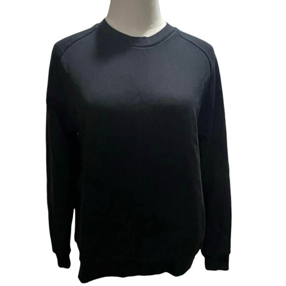 ALLSAINTS Yara Silver Grommet Laced Black Jersey Cotton Relaxed Sweatshirt med - Picture 1 of 11